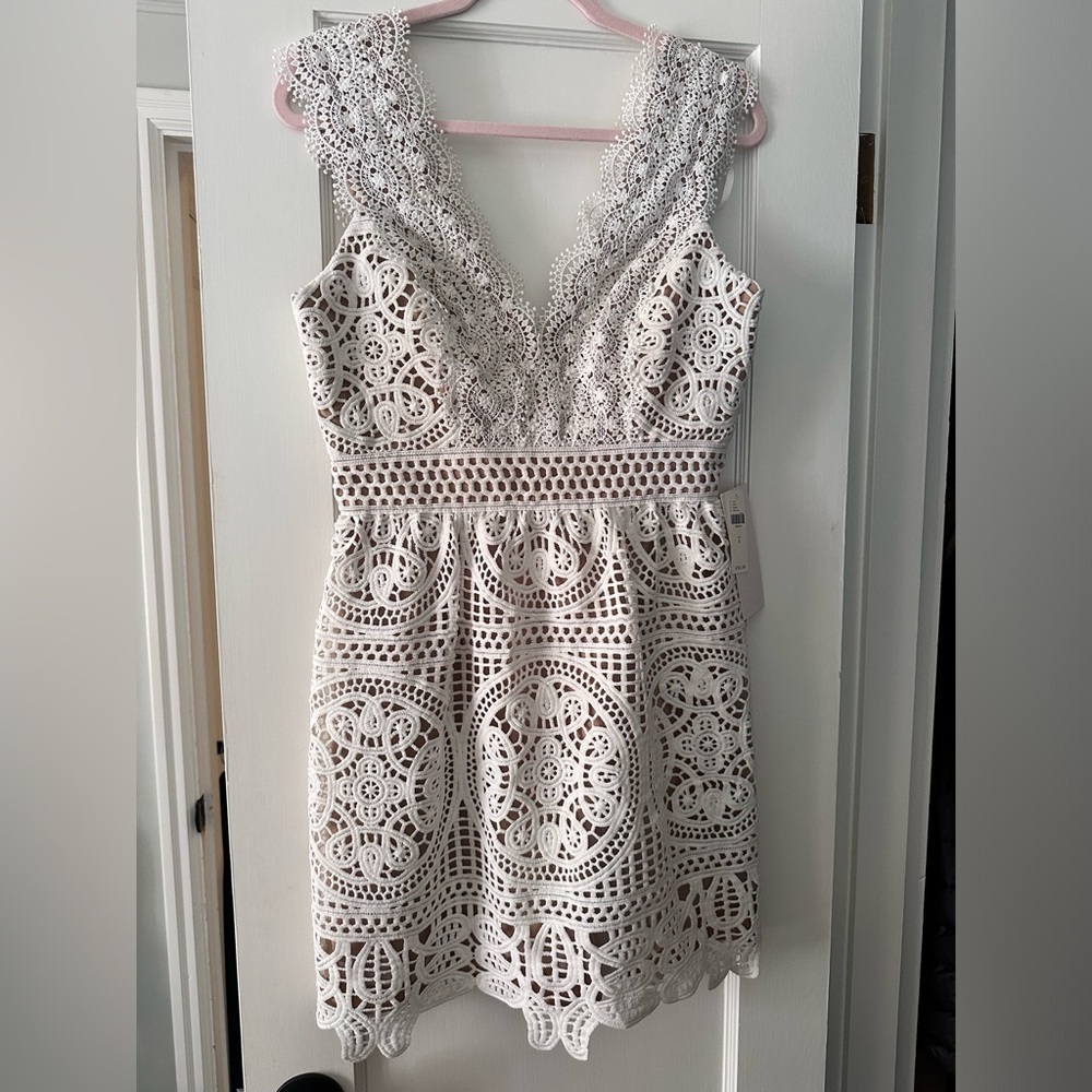 BHLDN never worn white lace mini dress